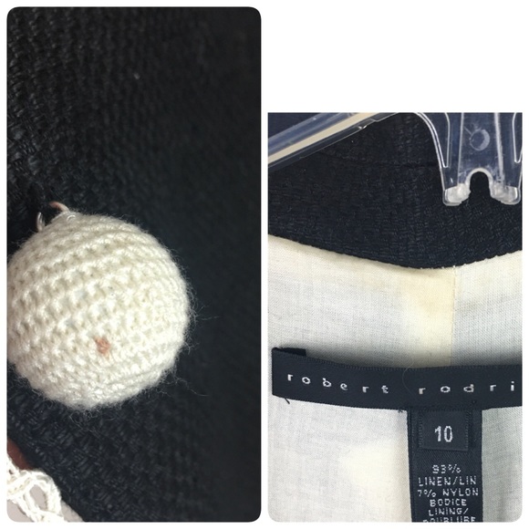 Robert Rodriguez black linen embroidered blazer - Picture 9 of 9